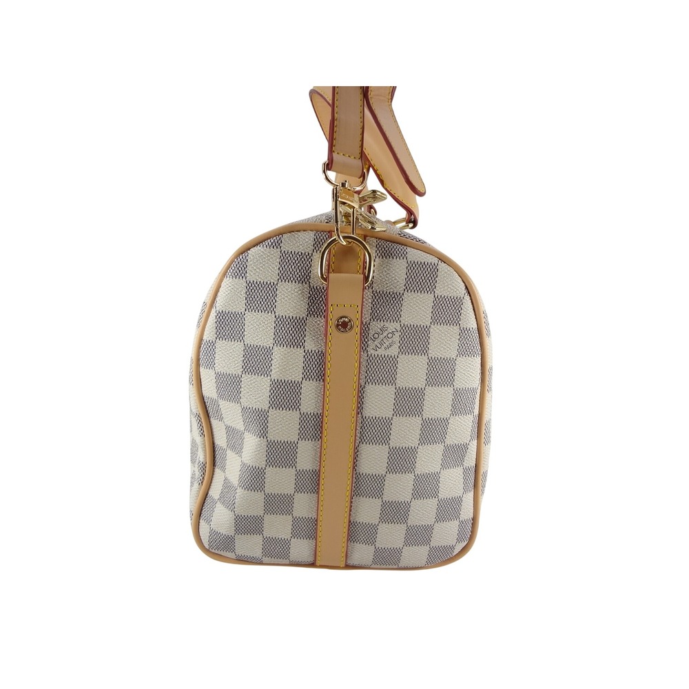 Luxury Handbag Shoulder Bag Checkerboard White Grey Dual Handle Shoulder Strap - Picture 5 of 7